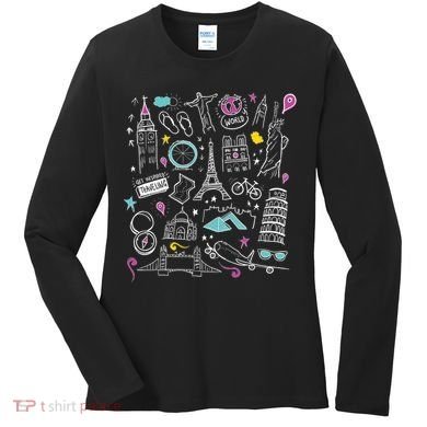 Travel The World Cute Women's Long Sleeve Shirt