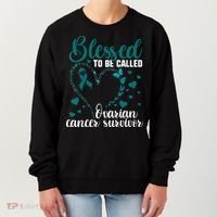Teal Ribbon Blessed To Be Ovarian Cancer Survivor Women's Sweatshirt thumb 0