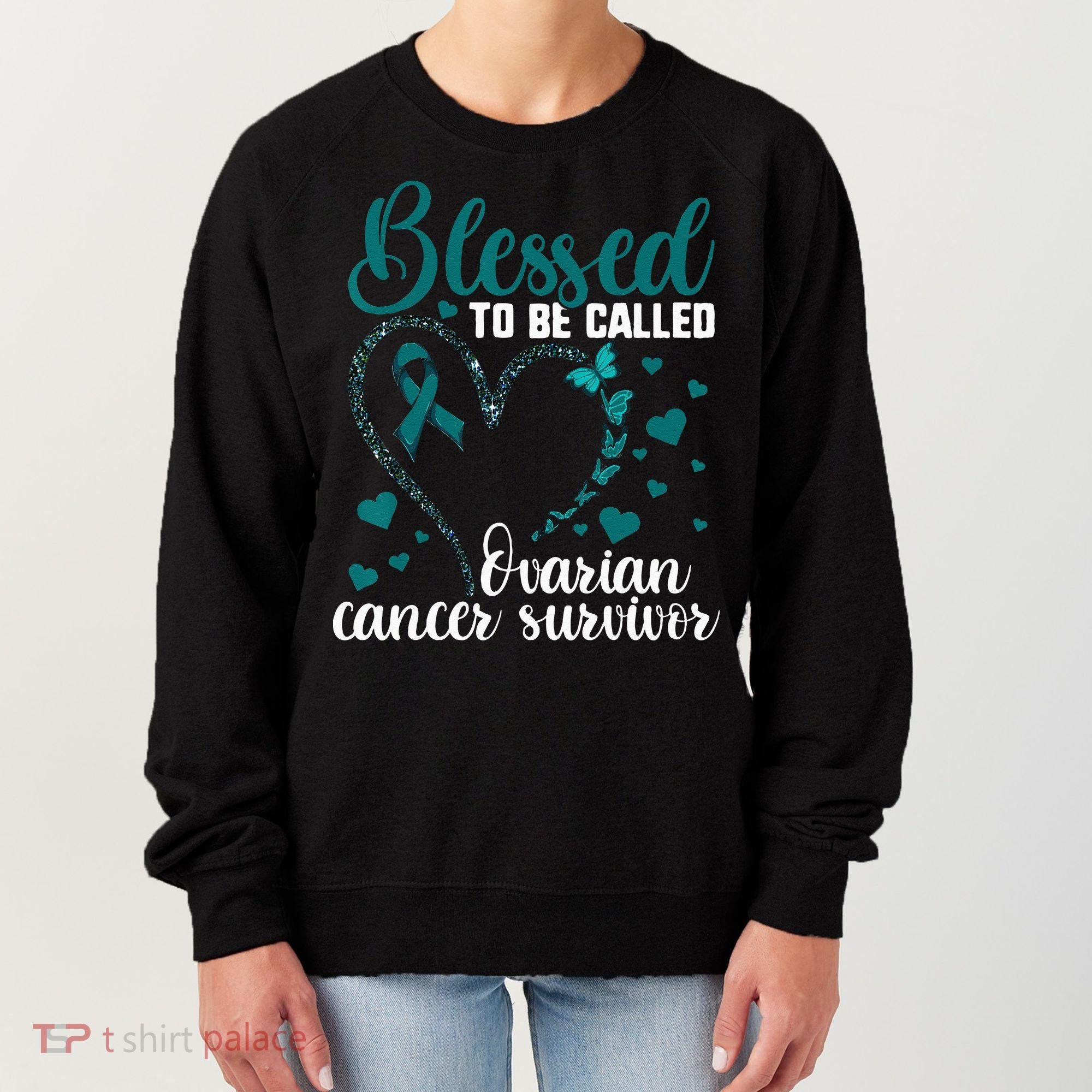 Teal Ribbon Blessed To Be Ovarian Cancer Survivor Women's Sweatshirt