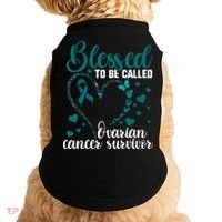Teal Ribbon Blessed To Be Ovarian Cancer Survivor Doggie Tank thumb 0