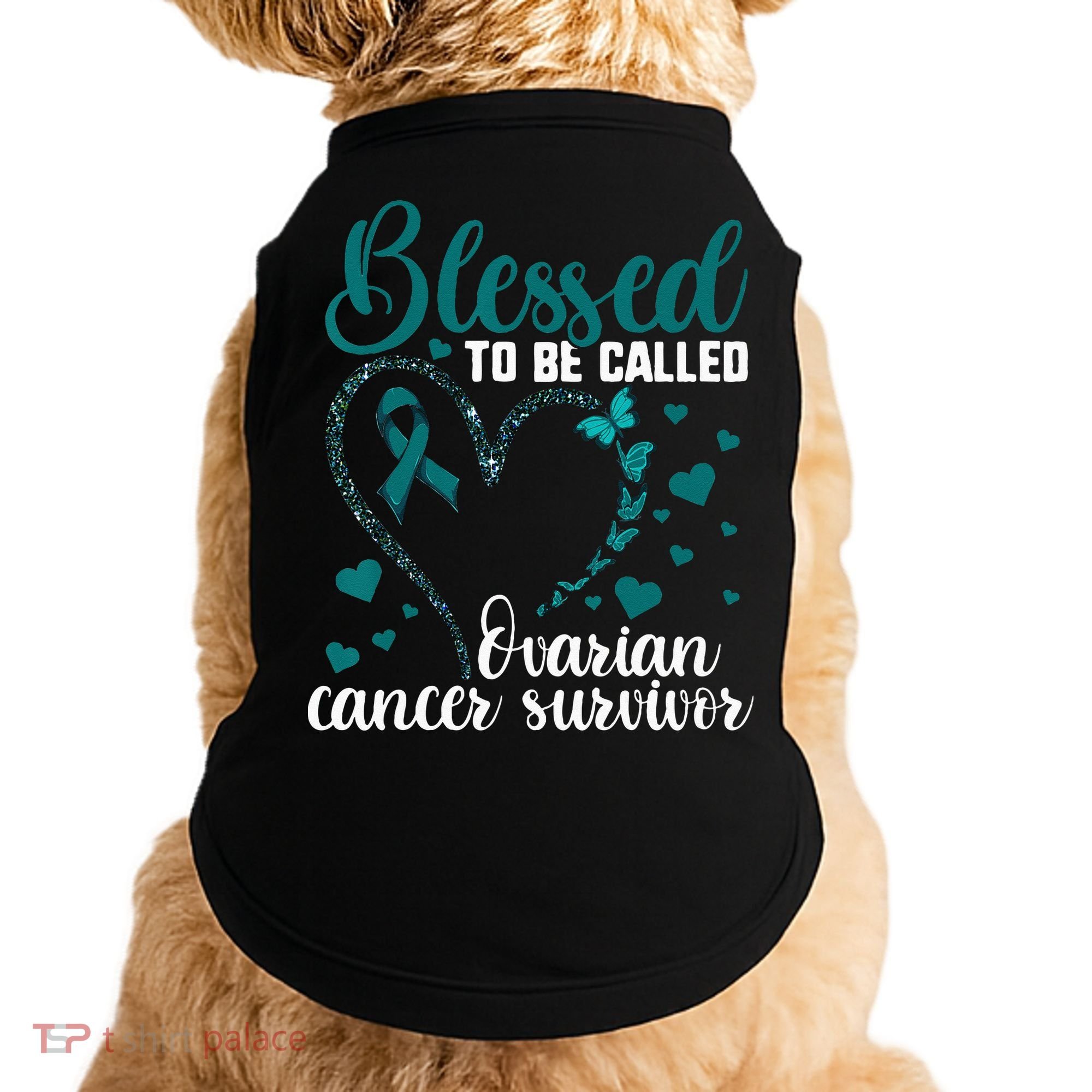 Teal Ribbon Blessed To Be Ovarian Cancer Survivor Doggie Tank