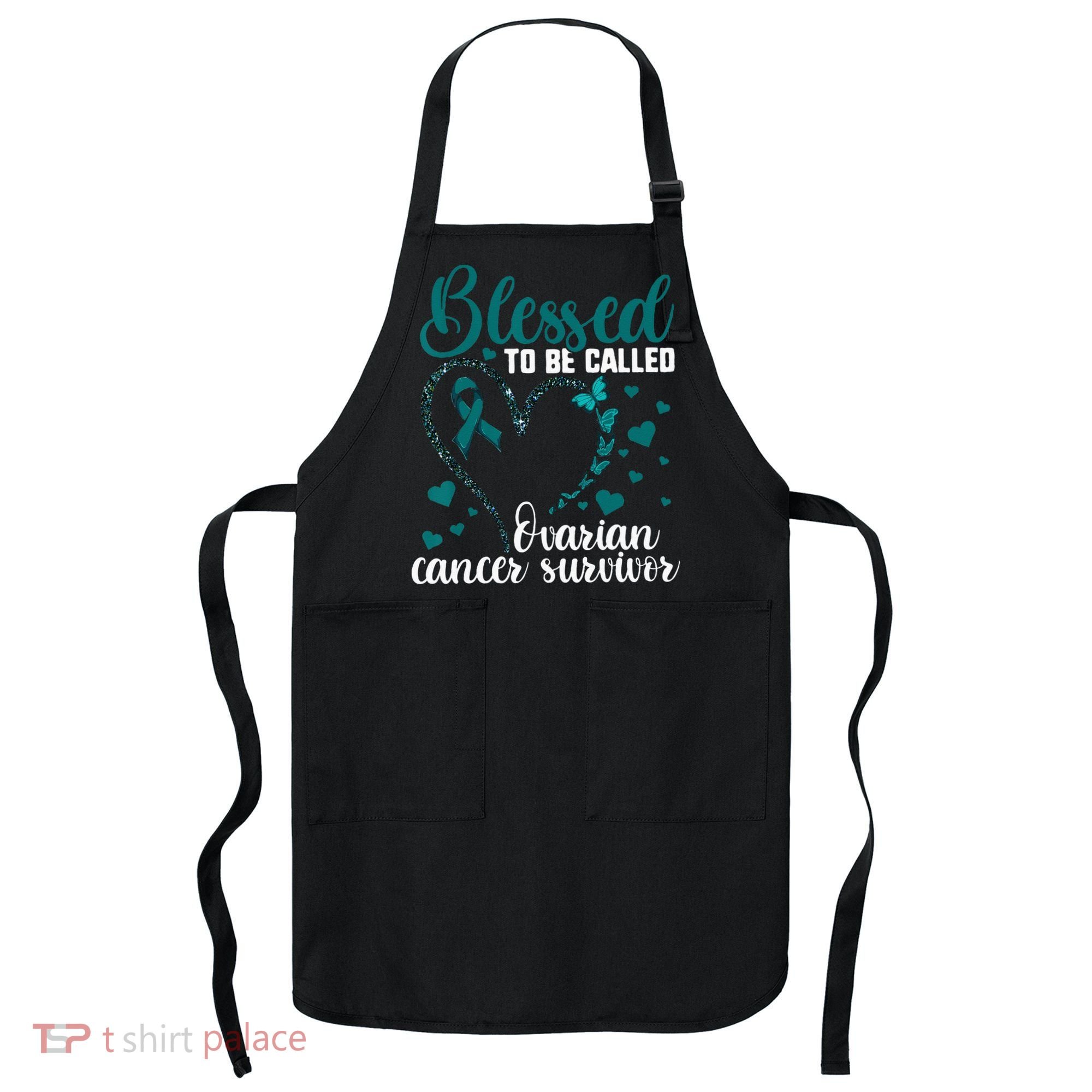 Teal Ribbon Blessed To Be Ovarian Cancer Survivor Apron