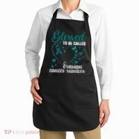 Teal Ribbon Blessed To Be Ovarian Cancer Survivor Apron thumb 2