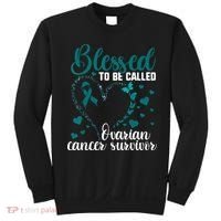 Teal Ribbon Blessed To Be Ovarian Cancer Survivor Sweatshirt thumb 0