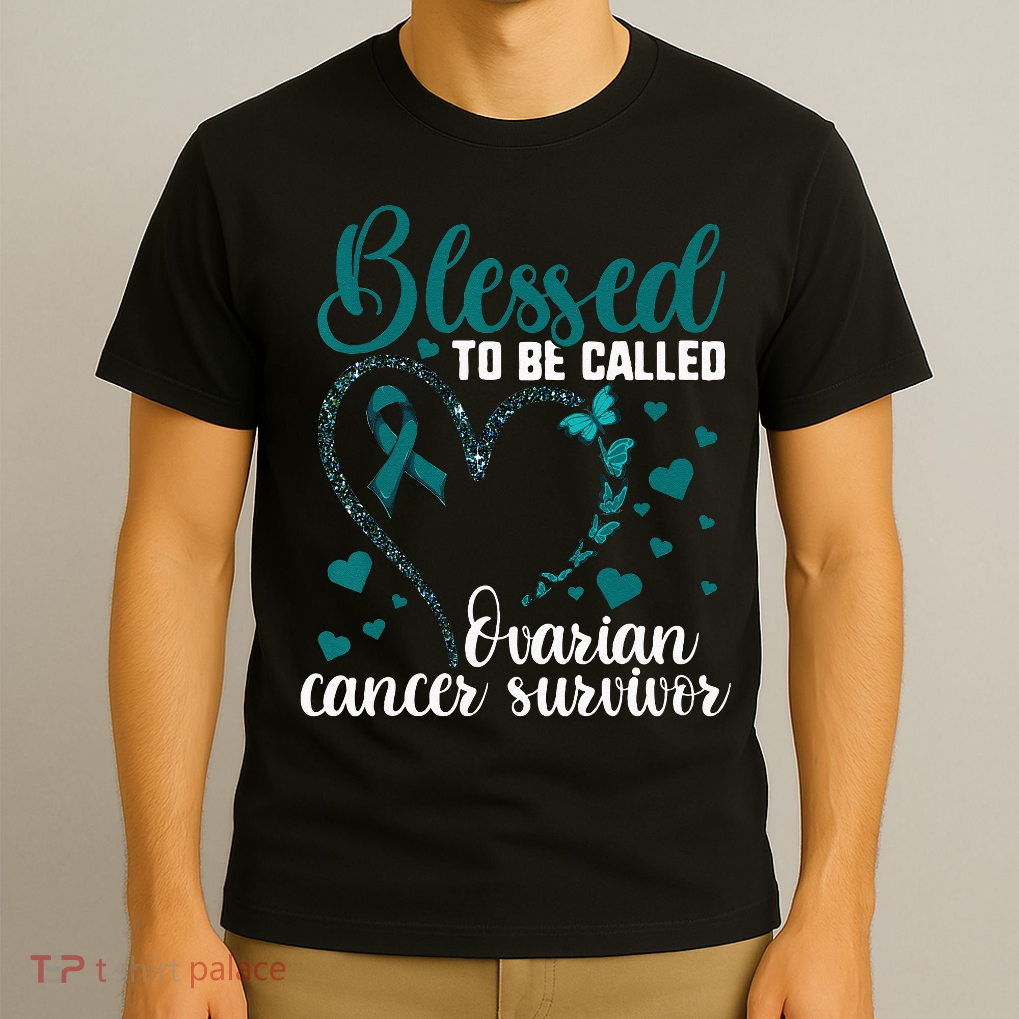 Teal Ribbon Blessed To Be Ovarian Cancer Survivor T-Shirt