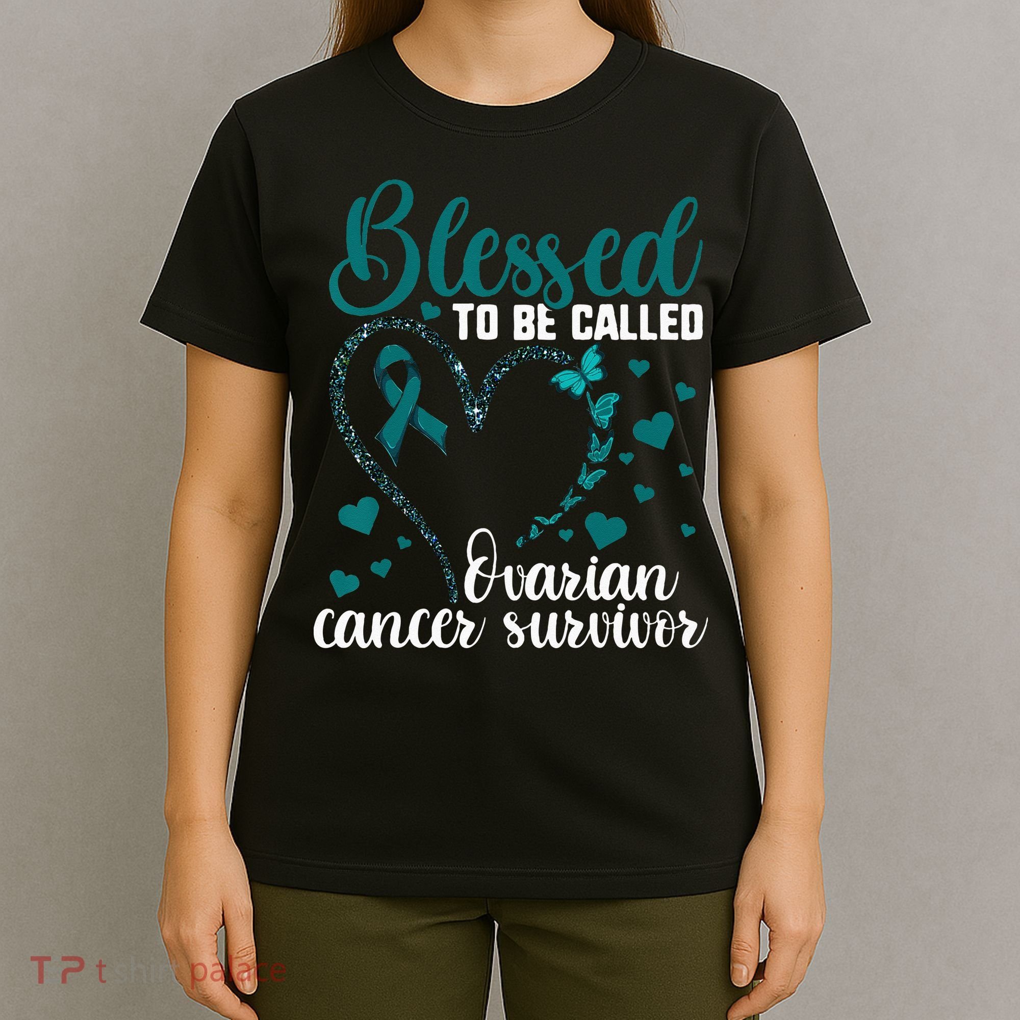 Teal Ribbon Blessed To Be Ovarian Cancer Survivor T-Shirt
