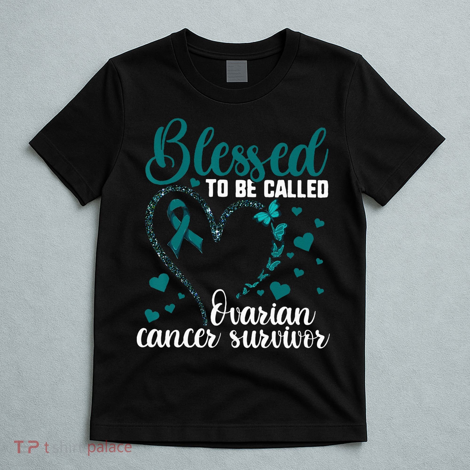 Teal Ribbon Blessed To Be Ovarian Cancer Survivor T-Shirt