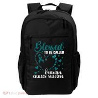 Teal Ribbon Blessed To Be Ovarian Cancer Survivor Backpack thumb 0