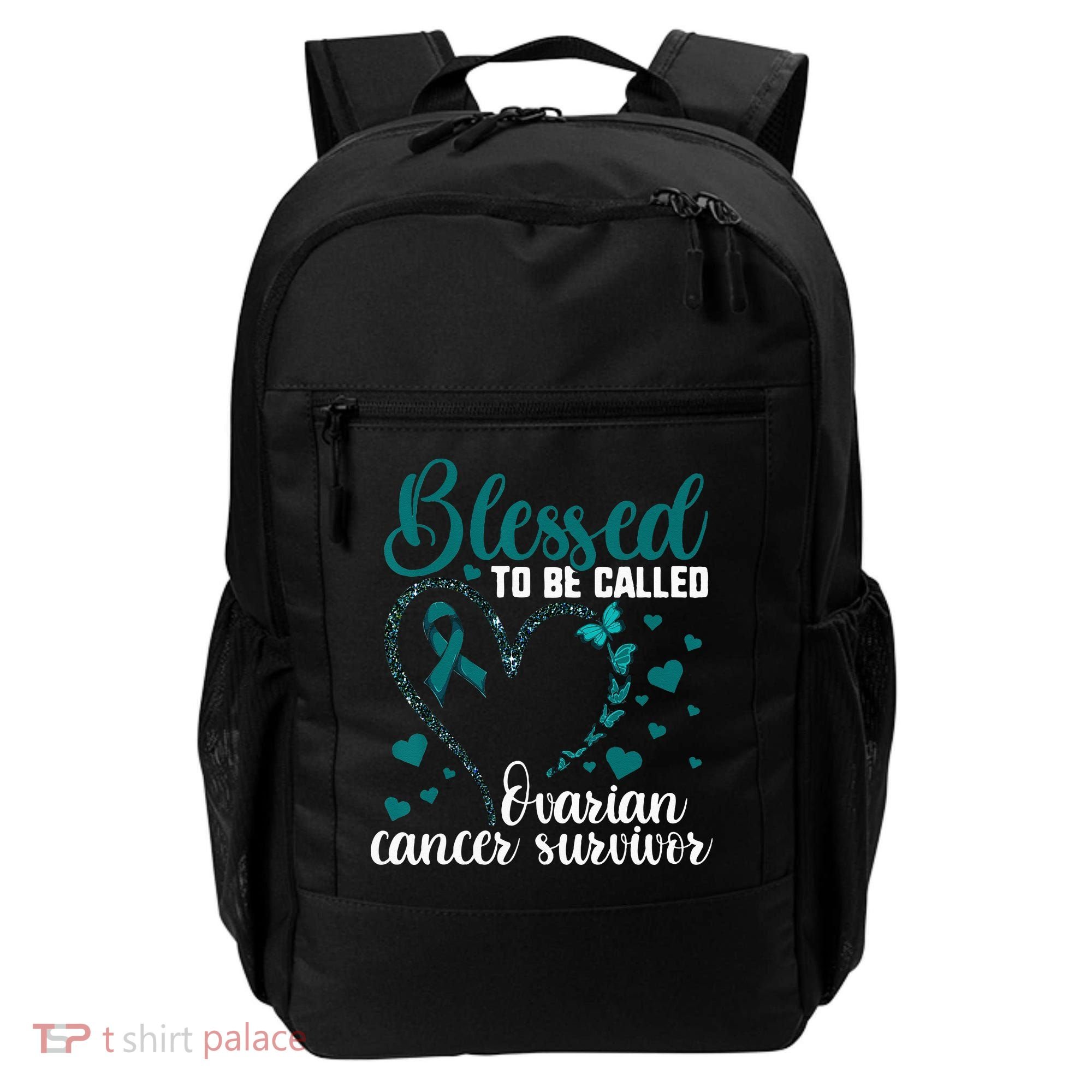Teal Ribbon Blessed To Be Ovarian Cancer Survivor Backpack