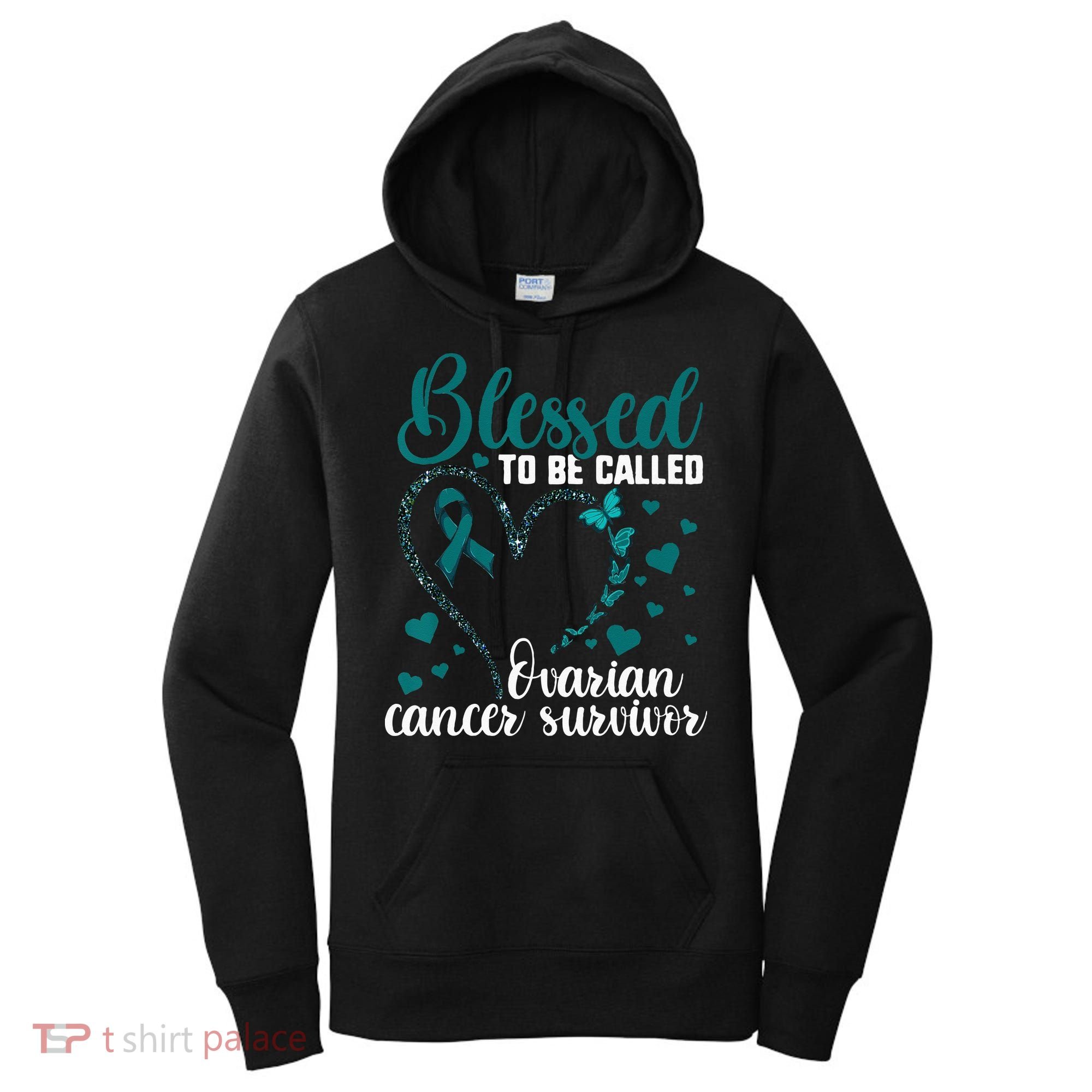 Teal Ribbon Blessed To Be Ovarian Cancer Survivor Women's Hoodie