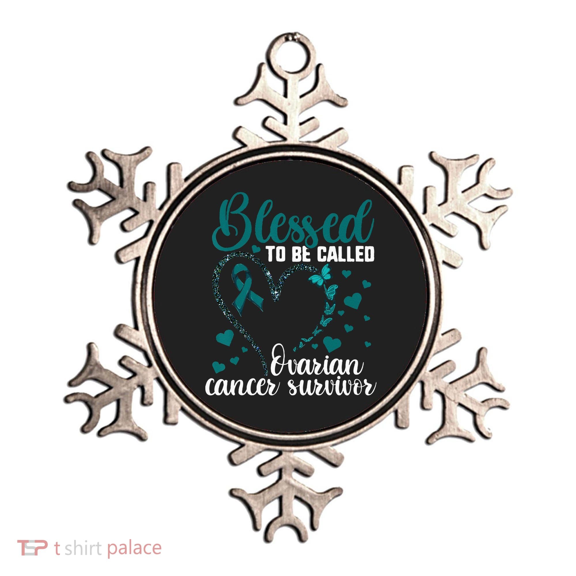 Teal Ribbon Blessed To Be Ovarian Cancer Survivor Ornament