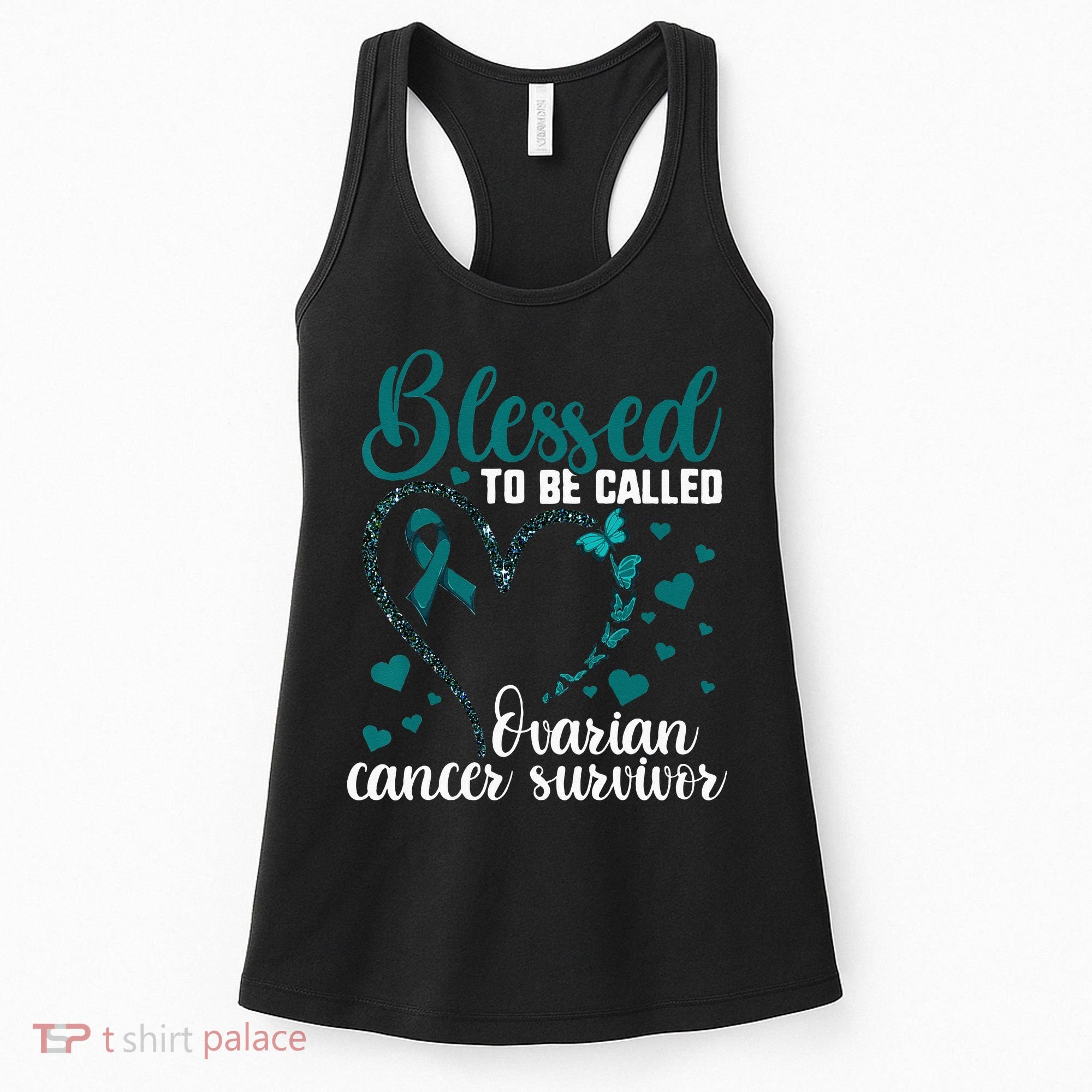 Teal Ribbon Blessed To Be Ovarian Cancer Survivor Women's Tank Top