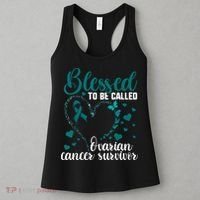 Teal Ribbon Blessed To Be Ovarian Cancer Survivor Women's Tank Top thumb 3