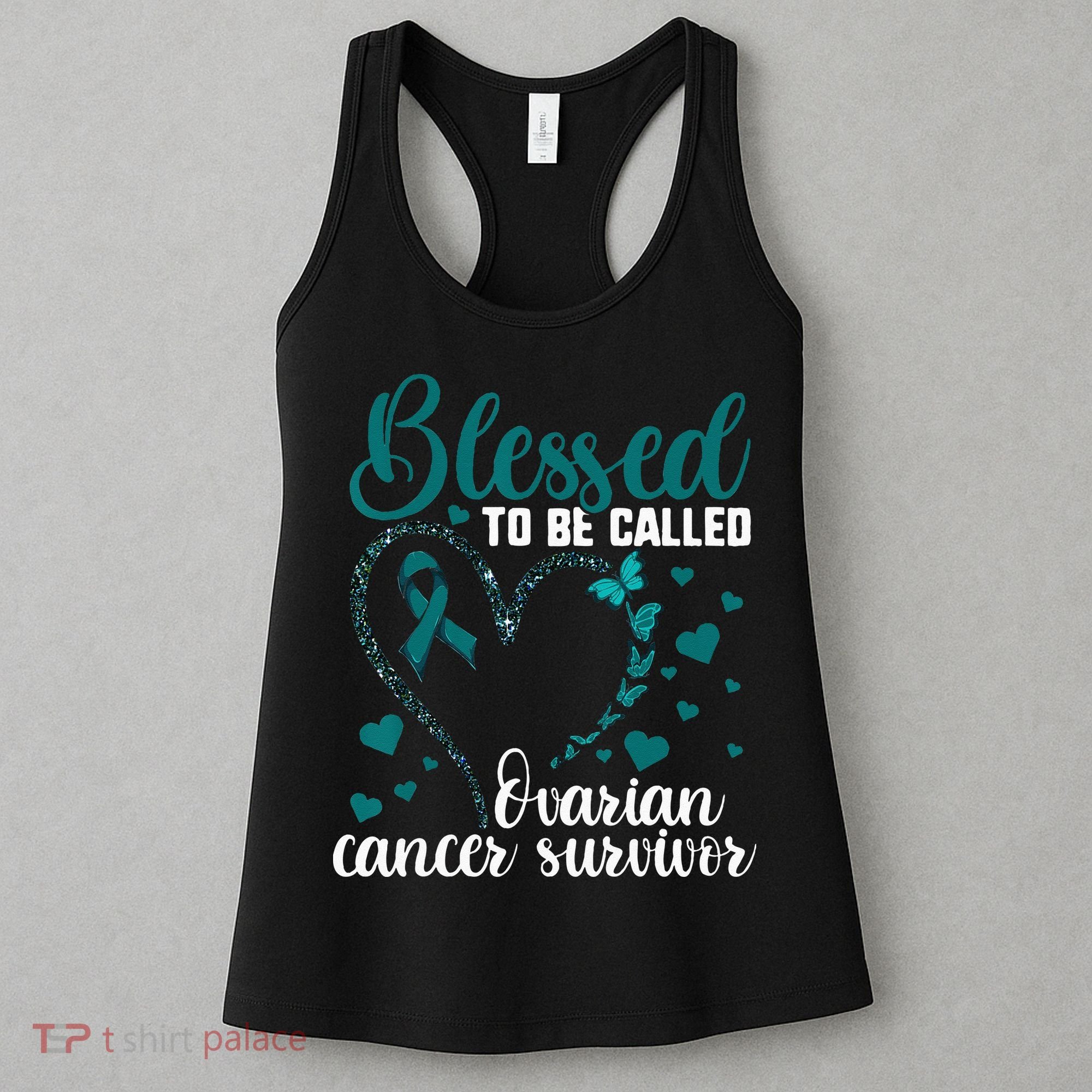 Teal Ribbon Blessed To Be Ovarian Cancer Survivor Women's Tank Top