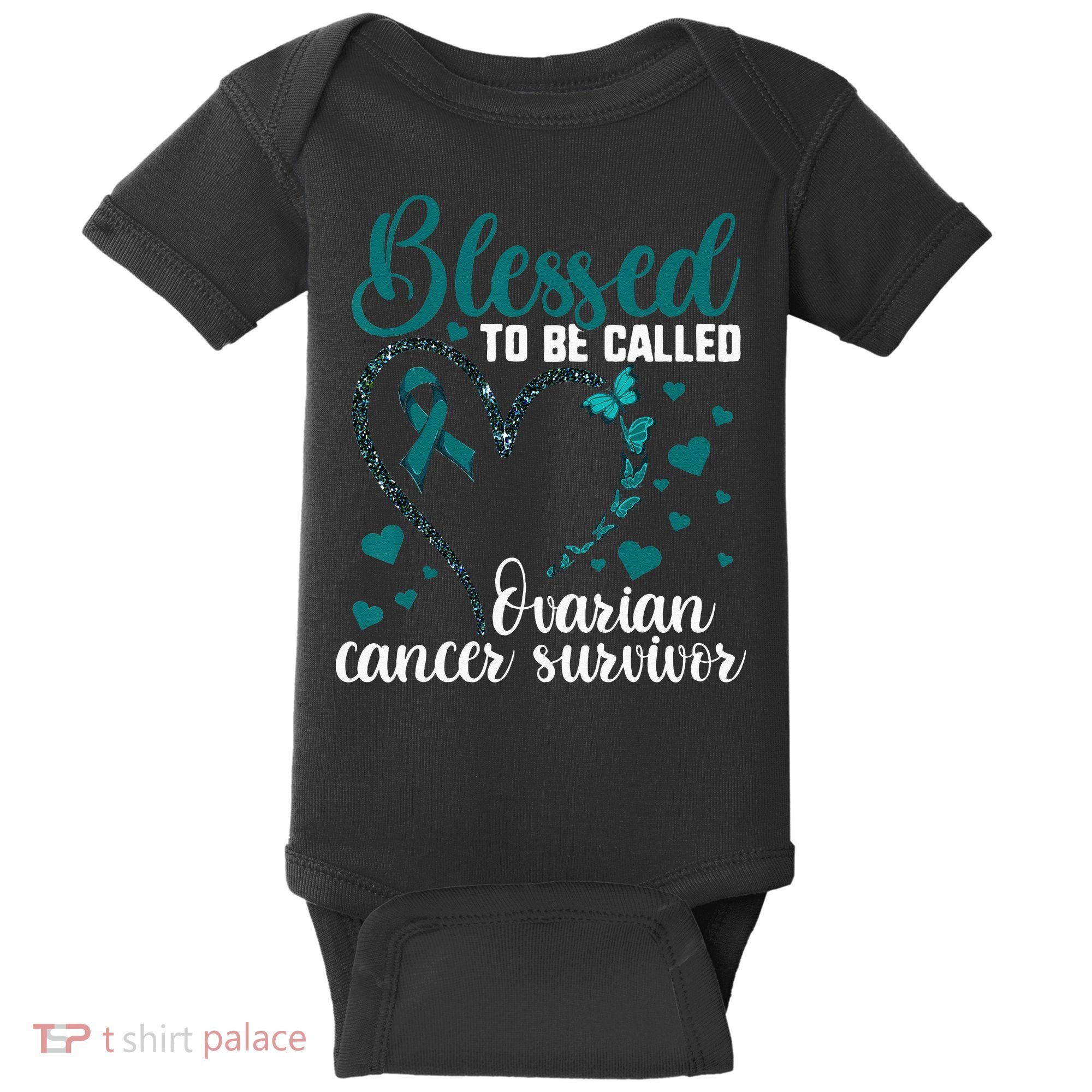 Teal Ribbon Blessed To Be Ovarian Cancer Survivor Baby Bodysuit
