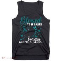 Teal Ribbon Blessed To Be Ovarian Cancer Survivor Tank Top thumb 0