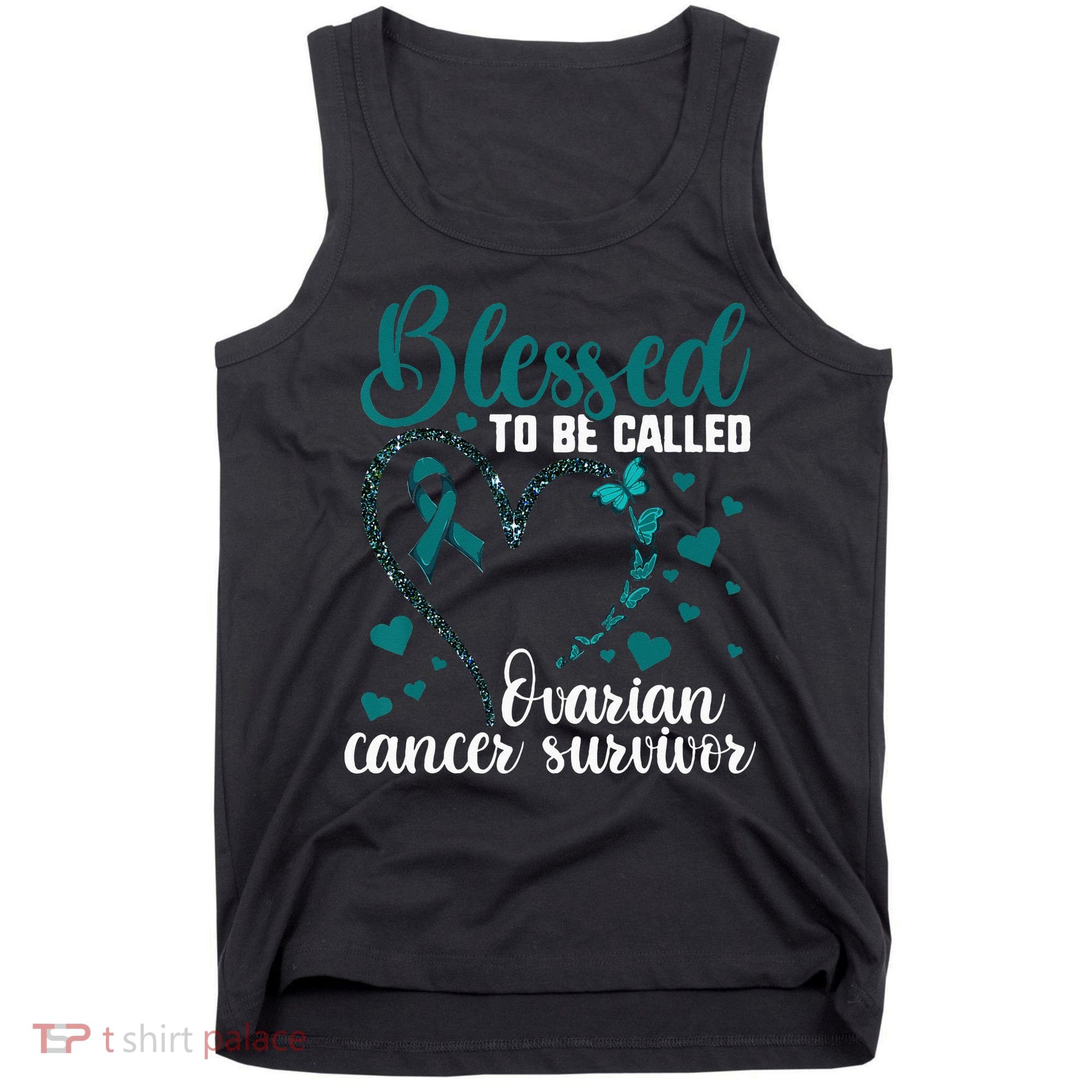 Teal Ribbon Blessed To Be Ovarian Cancer Survivor Tank Top