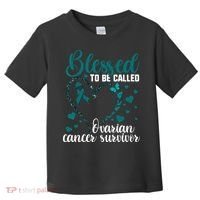 Teal Ribbon Blessed To Be Ovarian Cancer Survivor Toddler T-Shirt thumb 0
