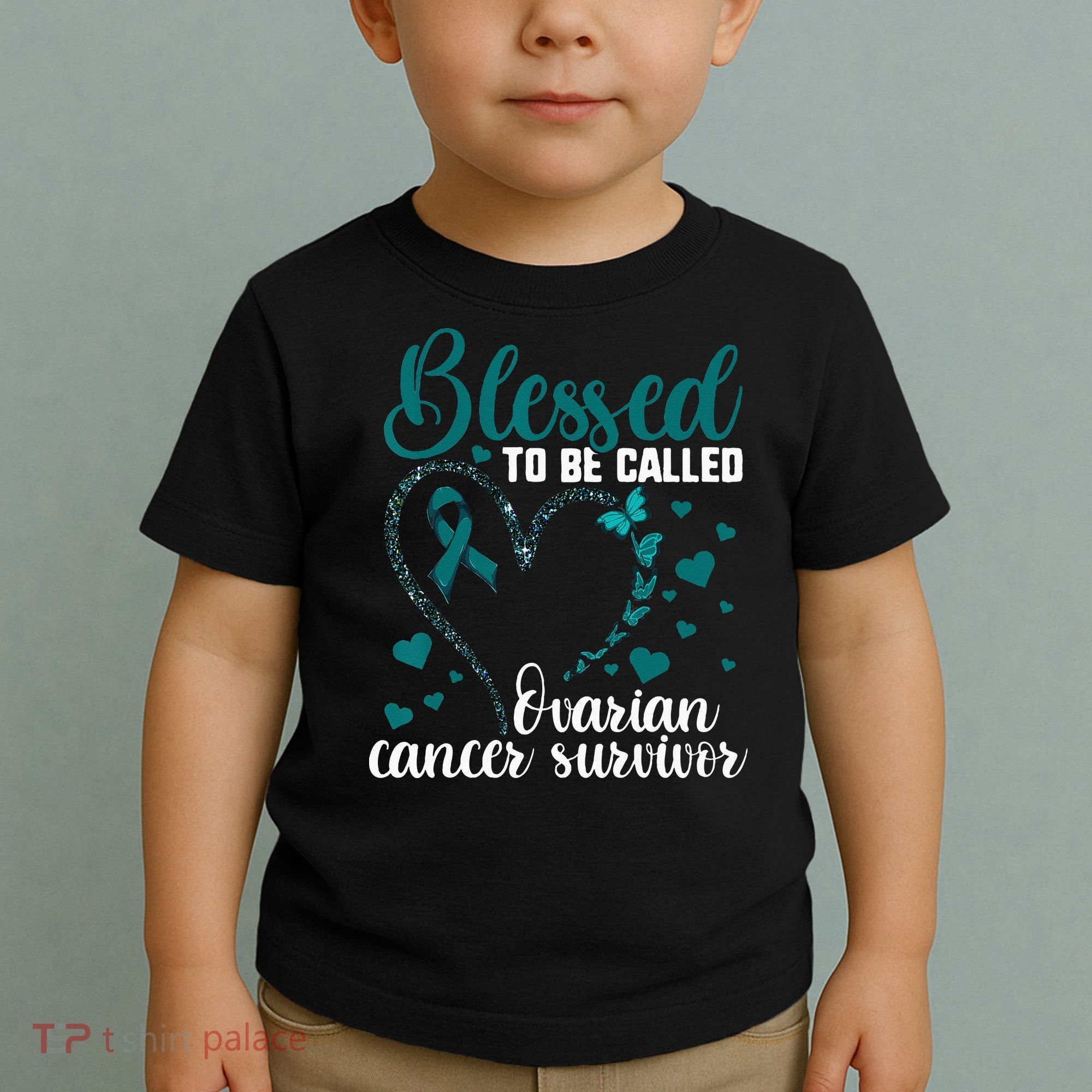 Teal Ribbon Blessed To Be Ovarian Cancer Survivor Toddler T-Shirt