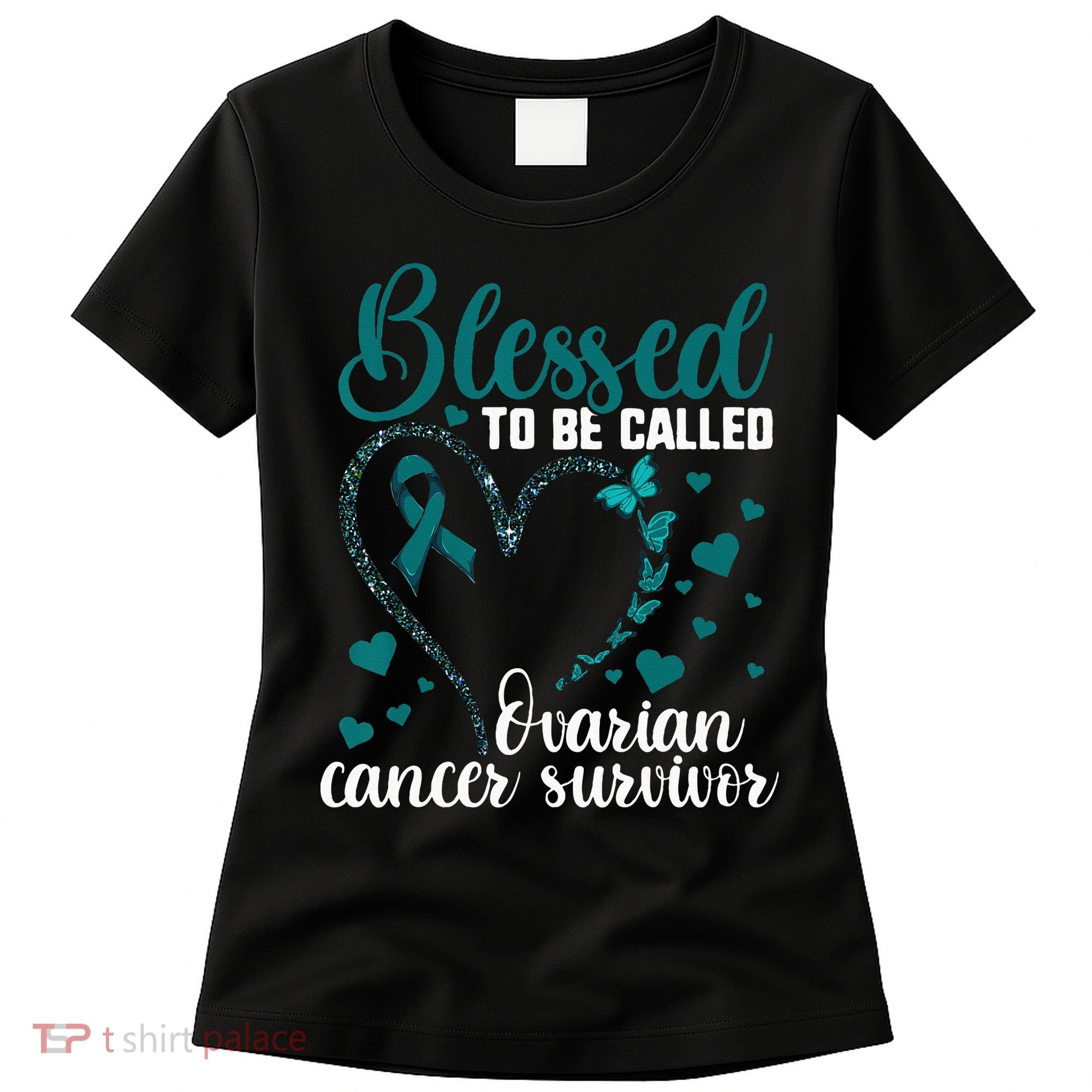 Teal Ribbon Blessed To Be Ovarian Cancer Survivor Women's T-Shirt