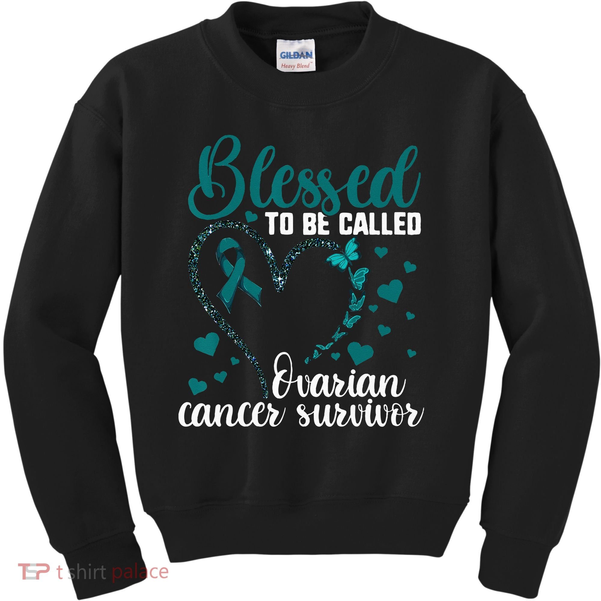 Teal Ribbon Blessed To Be Ovarian Cancer Survivor Kids Sweatshirt