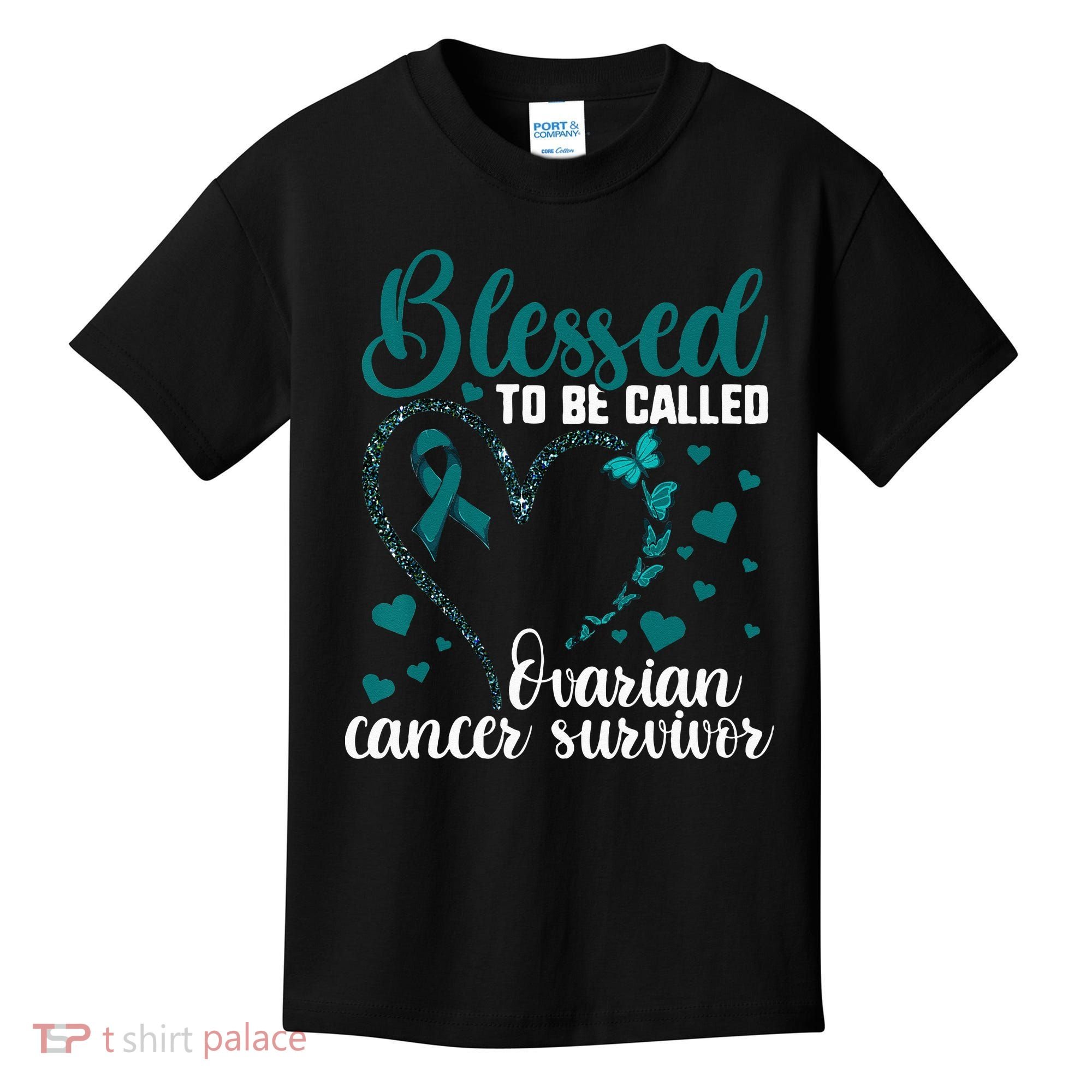 Teal Ribbon Blessed To Be Ovarian Cancer Survivor Kids T-Shirt