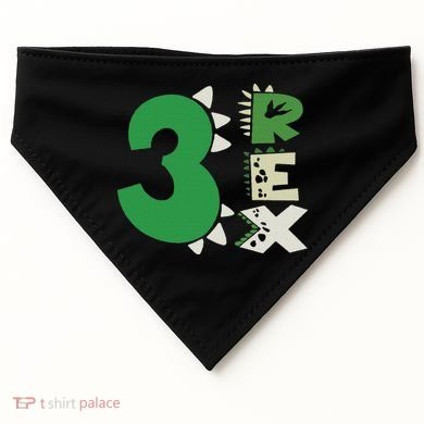 Three Rex Birthday Boy 3rd Dinosaur Birthday Rex Birthday USA-Made Doggie Bandana
