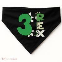Three Rex Birthday Boy 3rd Dinosaur Birthday Rex Birthday USA-Made Doggie Bandana thumb 0