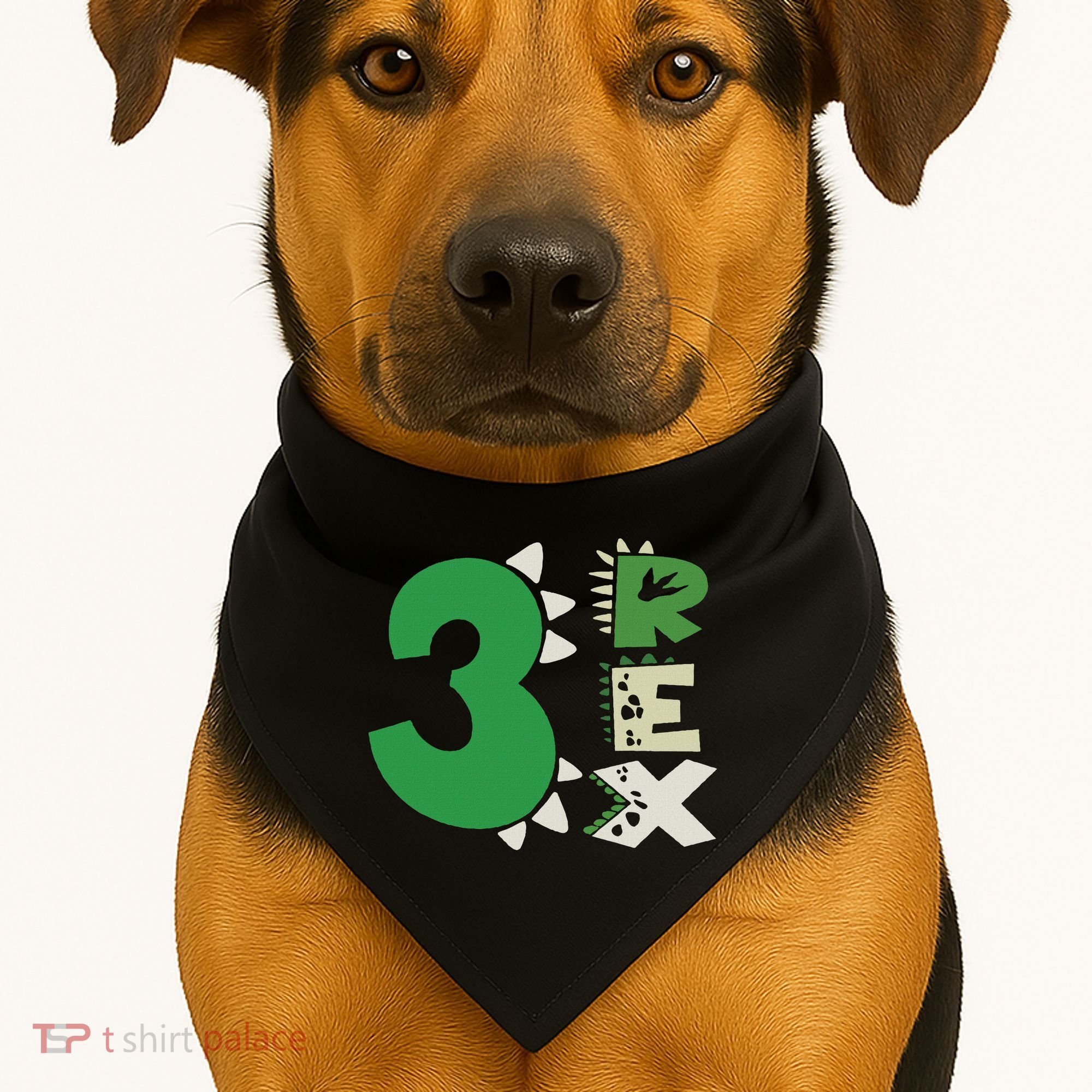 Three Rex Birthday Boy 3rd Dinosaur Birthday Rex Birthday USA-Made Doggie Bandana