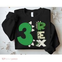 Three Rex Birthday Boy 3rd Dinosaur Birthday Rex Birthday Sweatshirt thumb 2