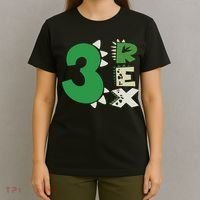 Three Rex Birthday Boy 3rd Dinosaur Birthday Rex Birthday T-Shirt thumb 4