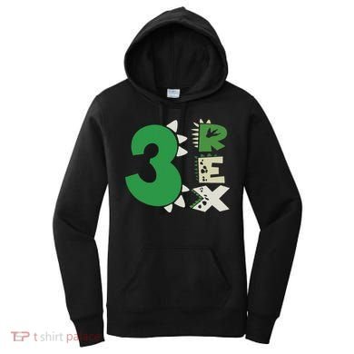 Three Rex Birthday Boy 3rd Dinosaur Birthday Rex Birthday Women's Hoodie