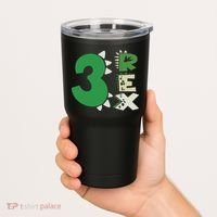 Three Rex Birthday Boy 3rd Dinosaur Birthday Rex Birthday Tumbler thumb 2