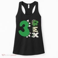 Three Rex Birthday Boy 3rd Dinosaur Birthday Rex Birthday Women's Tank Top thumb 0