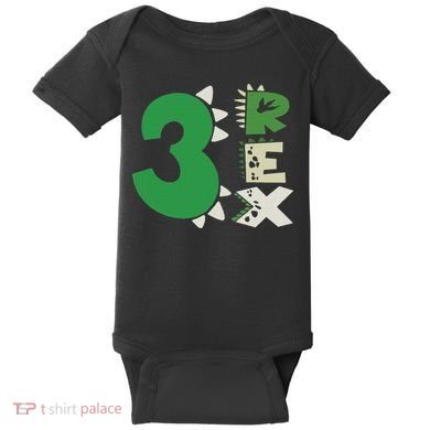 Three Rex Birthday Boy 3rd Dinosaur Birthday Rex Birthday Baby Bodysuit