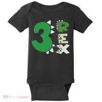 Three Rex Birthday Boy 3rd Dinosaur Birthday Rex Birthday Baby Bodysuit thumb 0