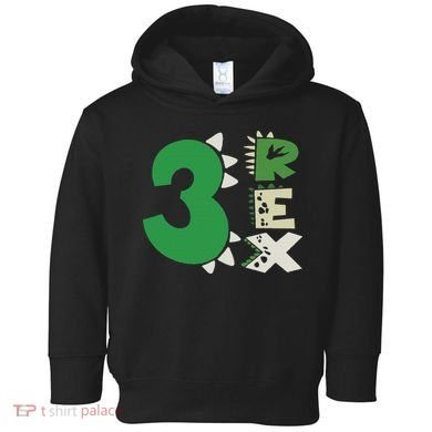 Three Rex Birthday Boy 3rd Dinosaur Birthday Rex Birthday Toddler Hoodie
