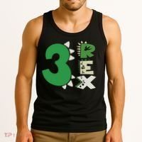 Three Rex Birthday Boy 3rd Dinosaur Birthday Rex Birthday Tank Top thumb 3