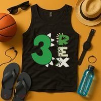 Three Rex Birthday Boy 3rd Dinosaur Birthday Rex Birthday Tank Top thumb 4