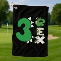 Three Rex Birthday Boy 3rd Dinosaur Birthday Rex Birthday Golf Towel thumb 1