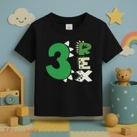 Three Rex Birthday Boy 3rd Dinosaur Birthday Rex Birthday Toddler T-Shirt thumb 3