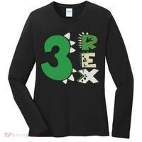 Three Rex Birthday Boy 3rd Dinosaur Birthday Rex Birthday Women's Long Sleeve Shirt thumb 0