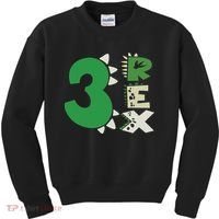 Three Rex Birthday Boy 3rd Dinosaur Birthday Rex Birthday Kids Sweatshirt thumb 0