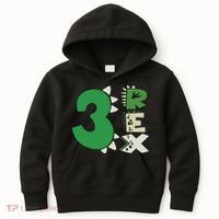 Three Rex Birthday Boy 3rd Dinosaur Birthday Rex Birthday Kids Hoodie thumb 0