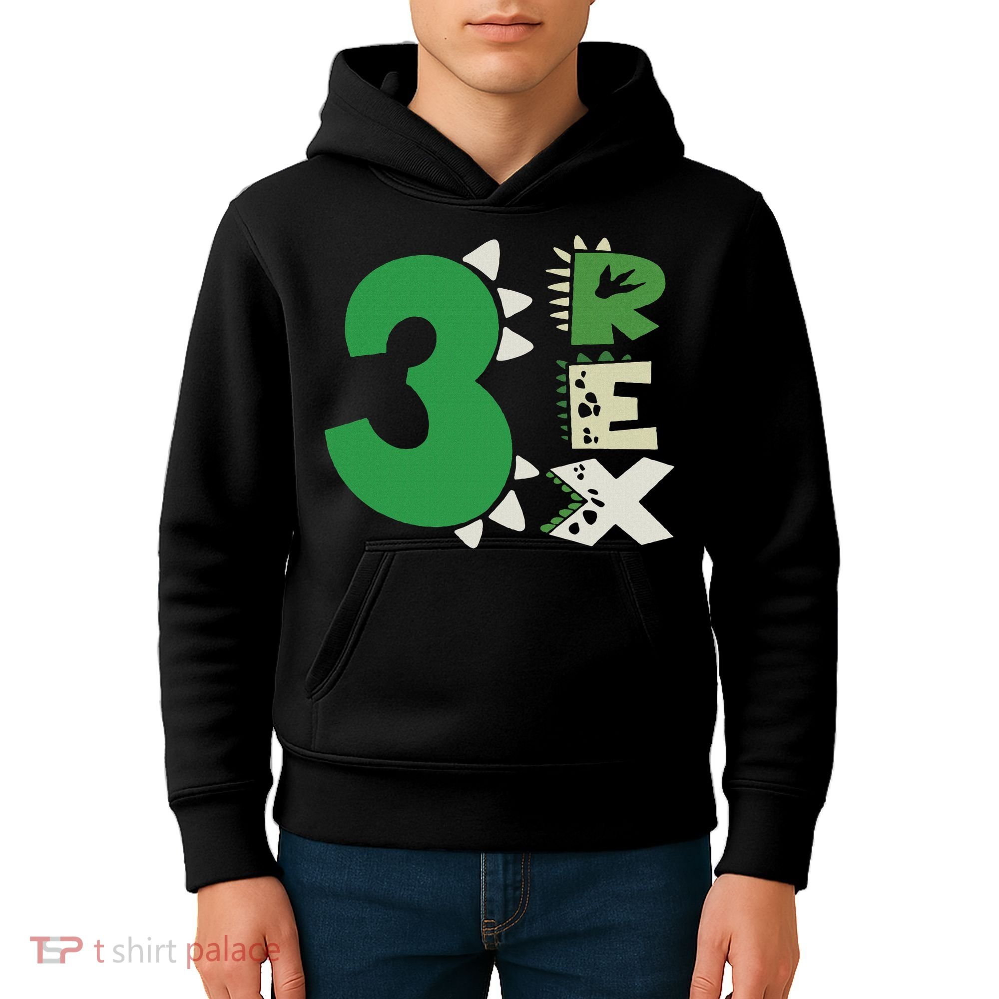 Three Rex Birthday Boy 3rd Dinosaur Birthday Rex Birthday Kids Hoodie