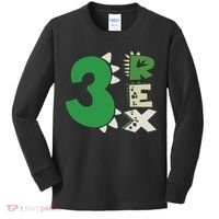 Three Rex Birthday Boy 3rd Dinosaur Birthday Rex Birthday Kids Long Sleeve Shirt thumb 0