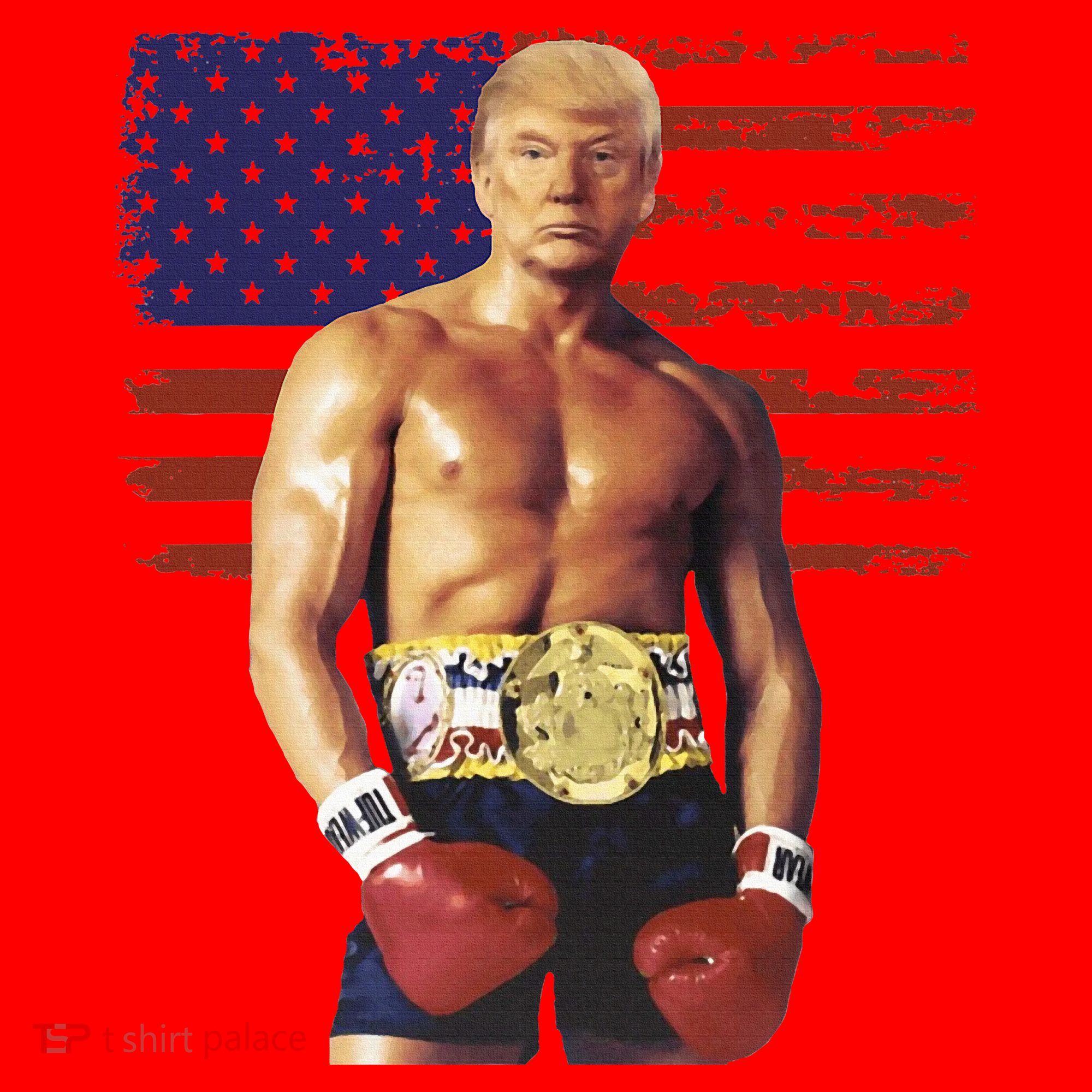 Trump Rocky Boxing Meme Boxer Us Flag Patriot Santa Hat