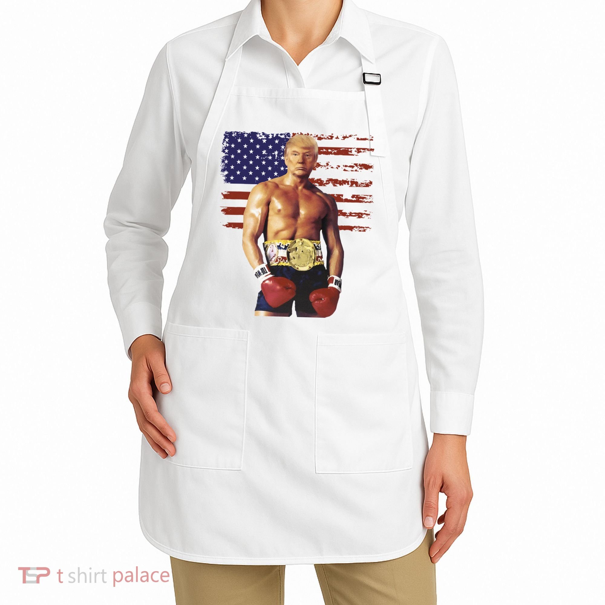 Trump Rocky Boxing Meme Boxer Us Flag Patriot Apron