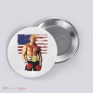 Trump Rocky Boxing Meme Boxer Us Flag Patriot Button