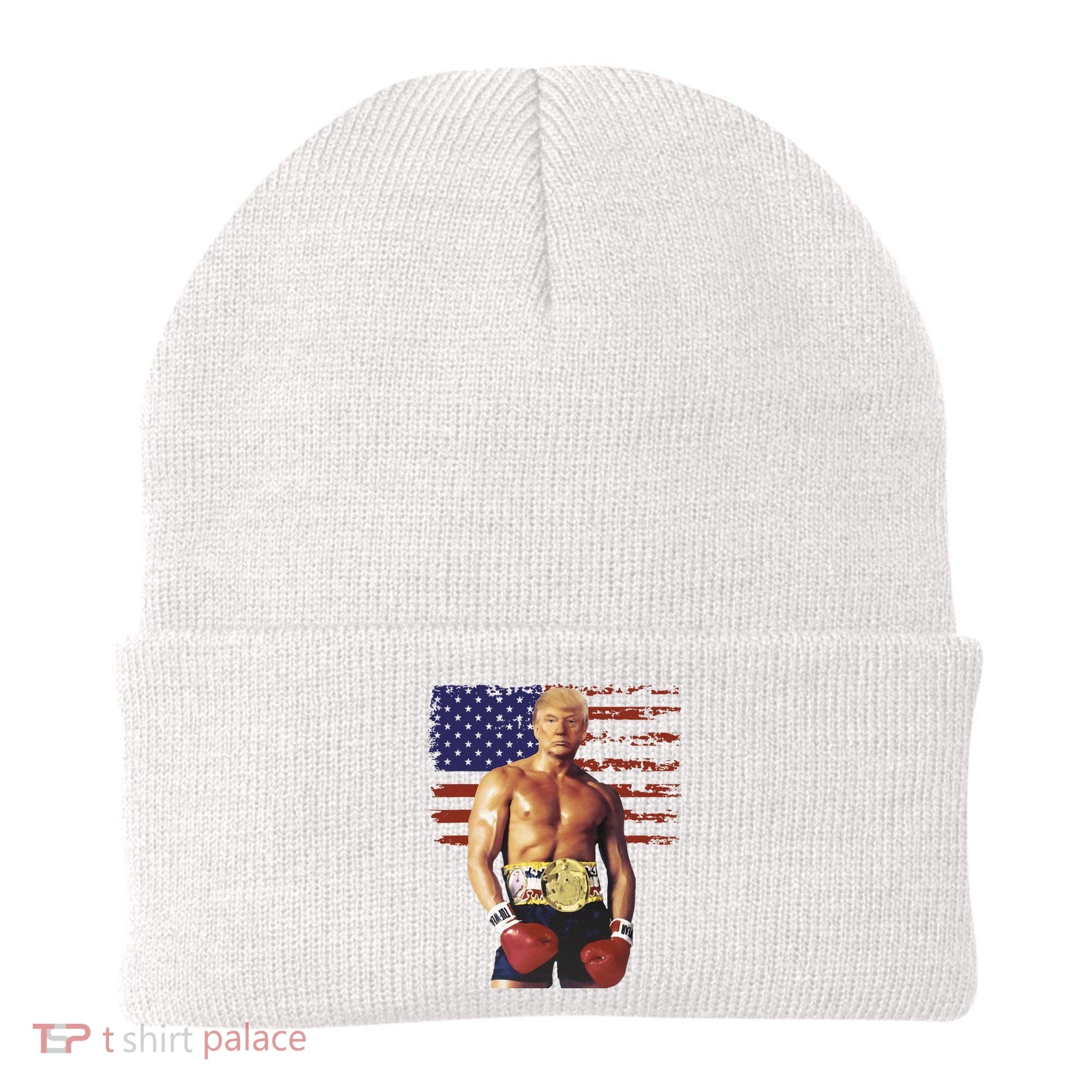 Trump Rocky Boxing Meme Boxer Us Flag Patriot Beanie